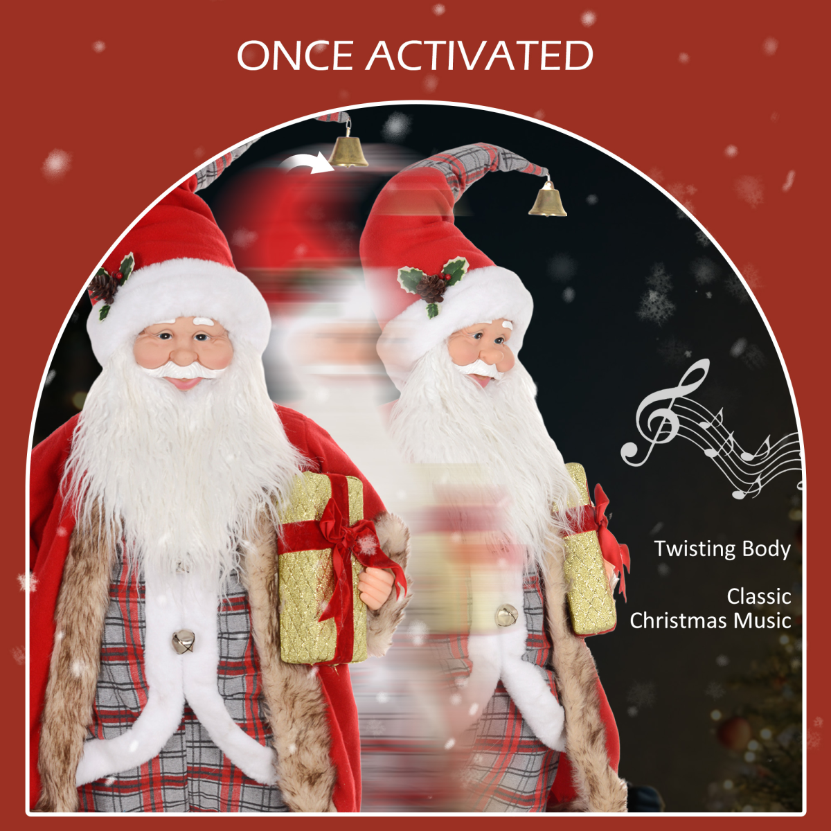 HOMCOM 141cm Animated Santa Claus with Sound Activated for Party Festival