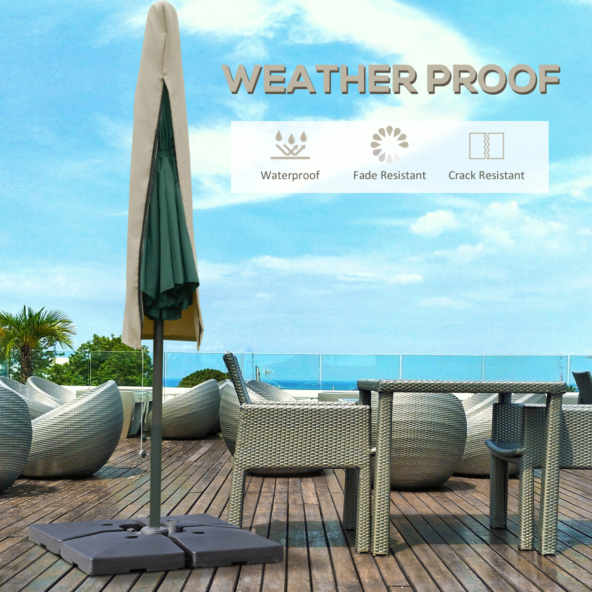 Cantilever Umbrella Cover Outdoor Parasol Protector Weatherproof with Zipper