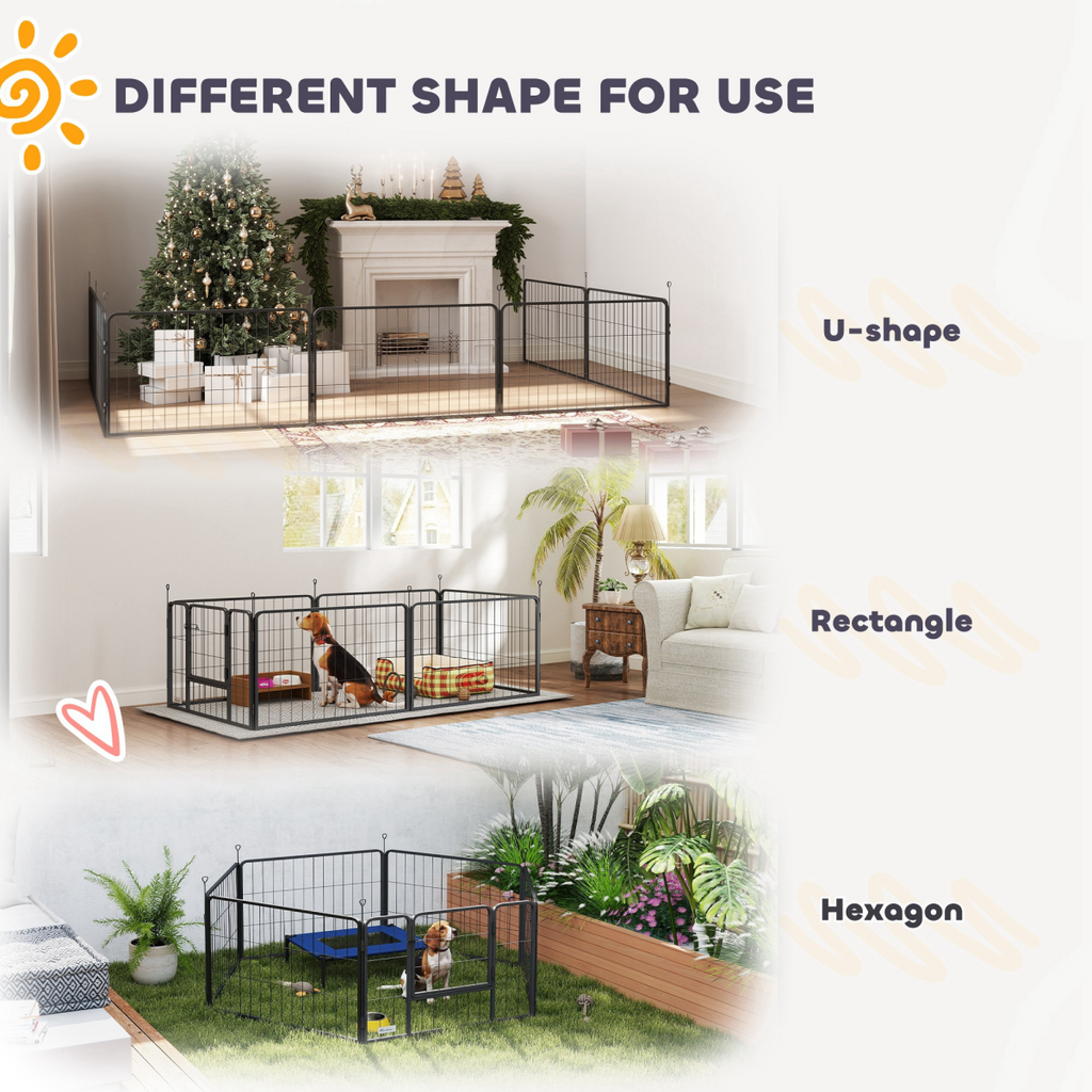 PawHut 7 Panel Whelping Box for Dogs and Puppies, Dog Playpen with Pee Pads