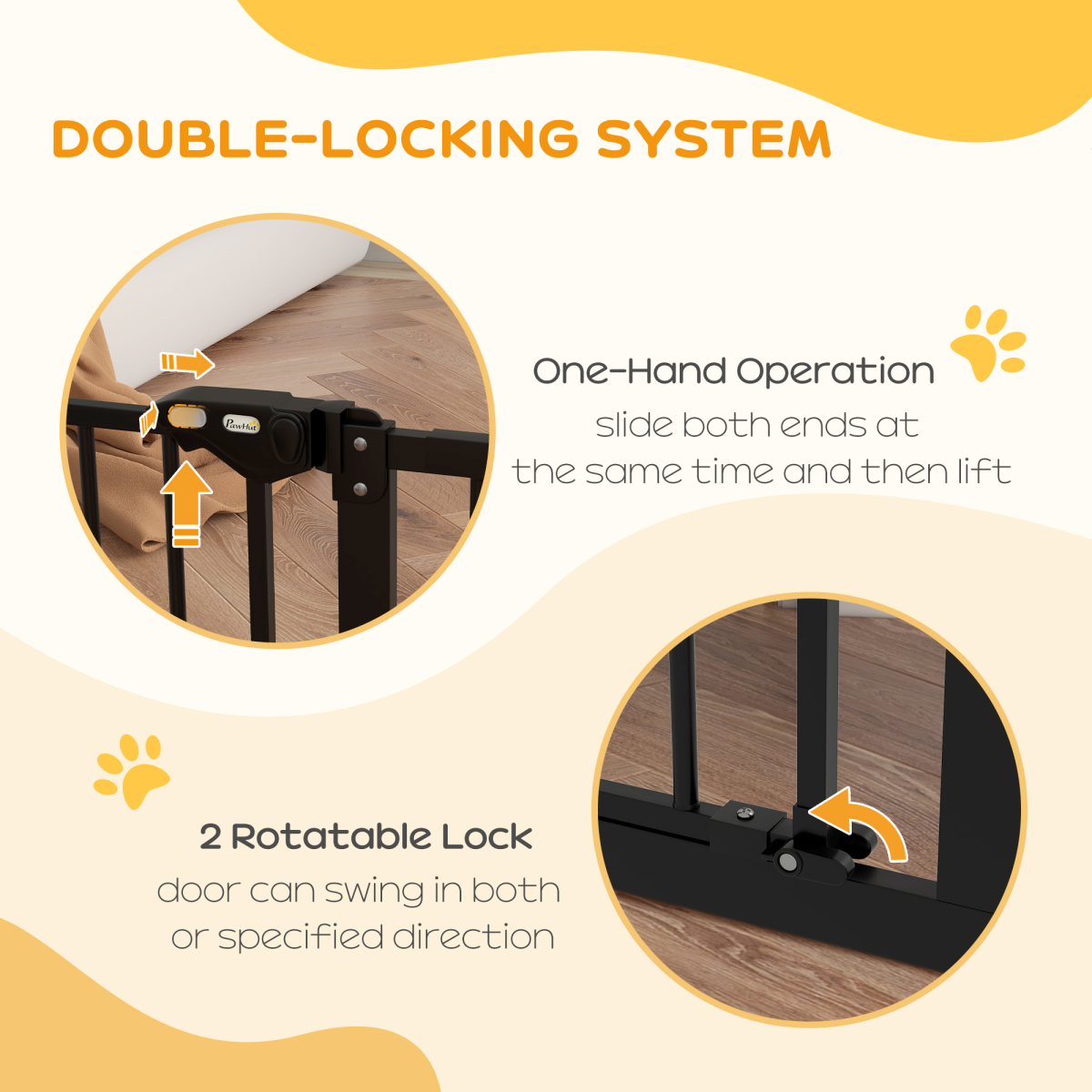 PawHut Adjustable Safety Gate with 2 Extensions and Four Adjustable Screws, Black