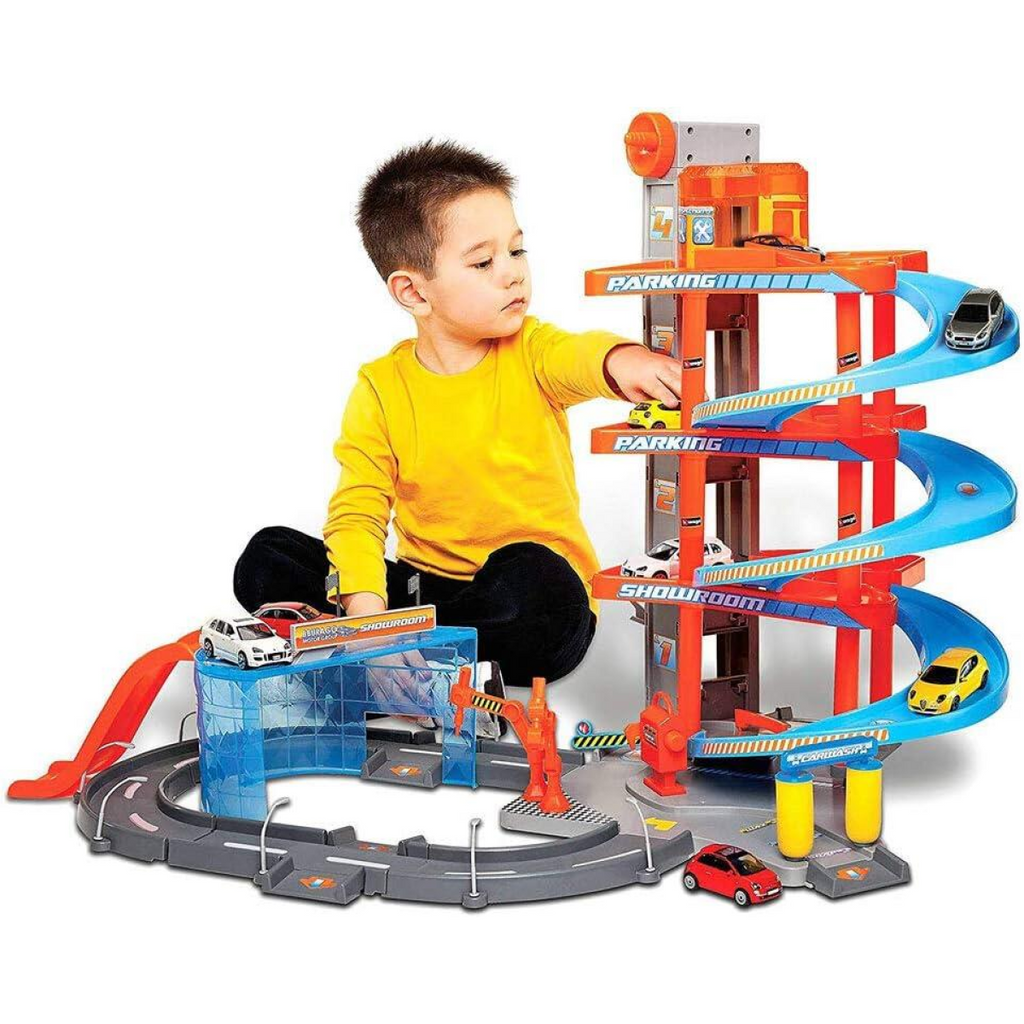 Burago 1:43 Street FIRE MEGA Dealer Showroom Garage Toy indoor Game, Assorted Colours