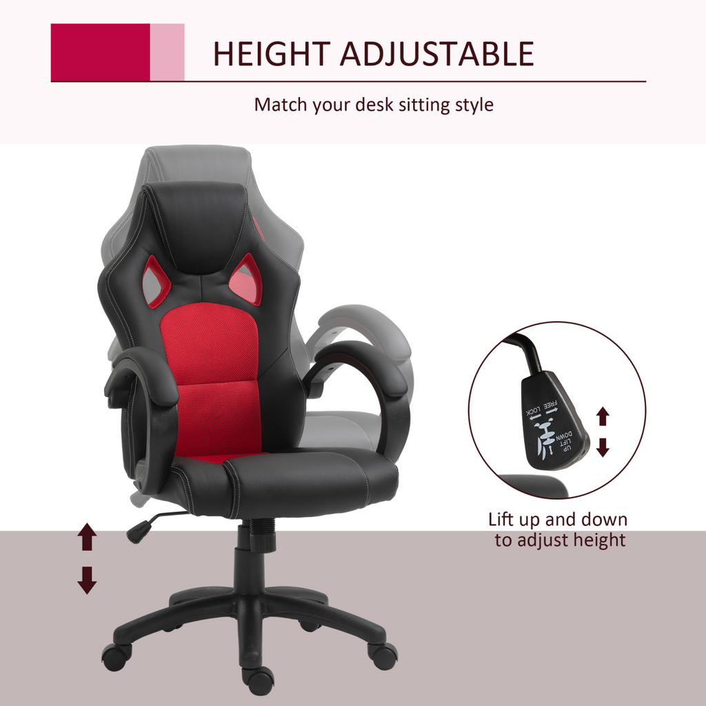 Executive Racing Swivel Gaming Office Chair PU Leather Computer Desk Chair Black