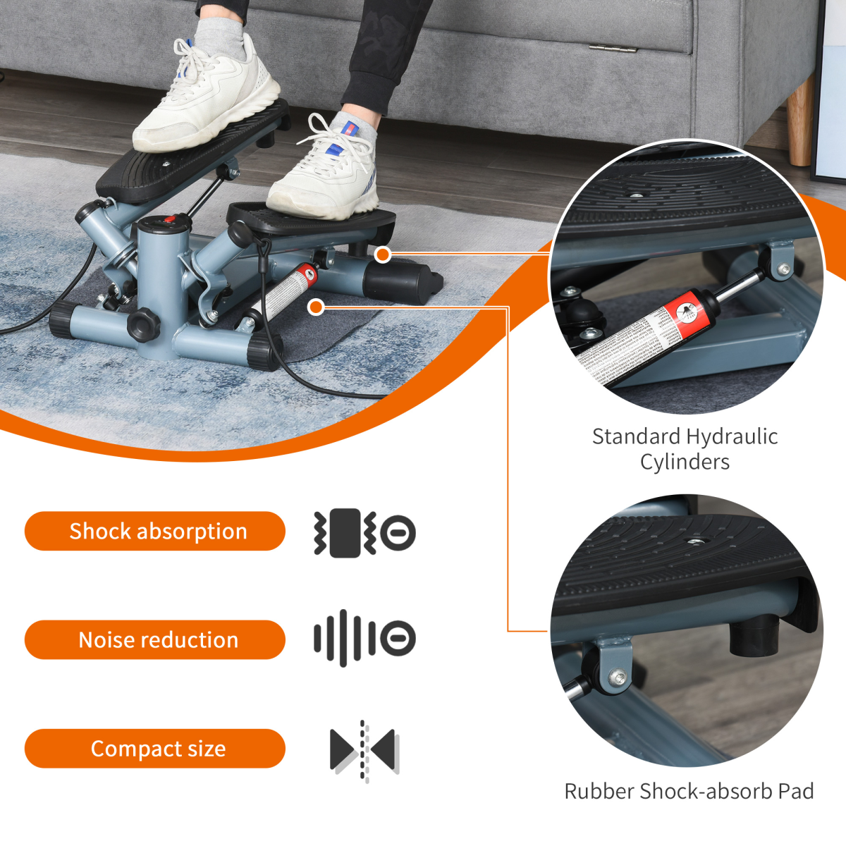 Mini Stepper Step Machine with Cushion Mat for Leg Arm Full Body Training HOMCOM