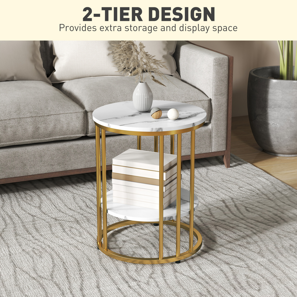 Elegant Marble-Effect Tables Set with Gold Tone Legs for Home & Office