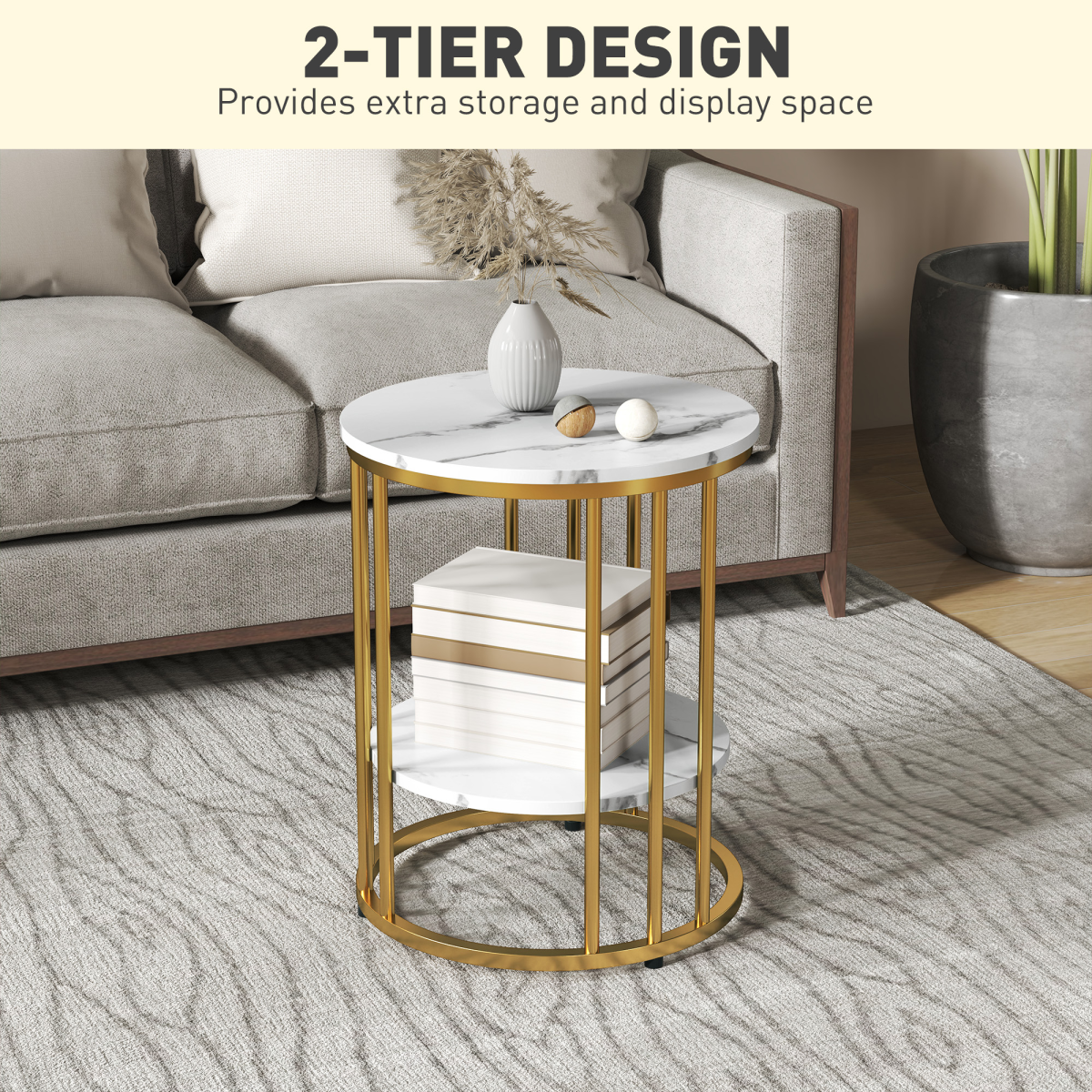 Elegant Marble-Effect Tables Set with Gold Tone Legs for Home & Office
