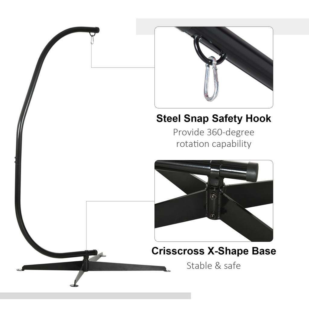 Hammock Chair Stand Only Heavy Duty Metal C-Stand Indoor or Outdoor
