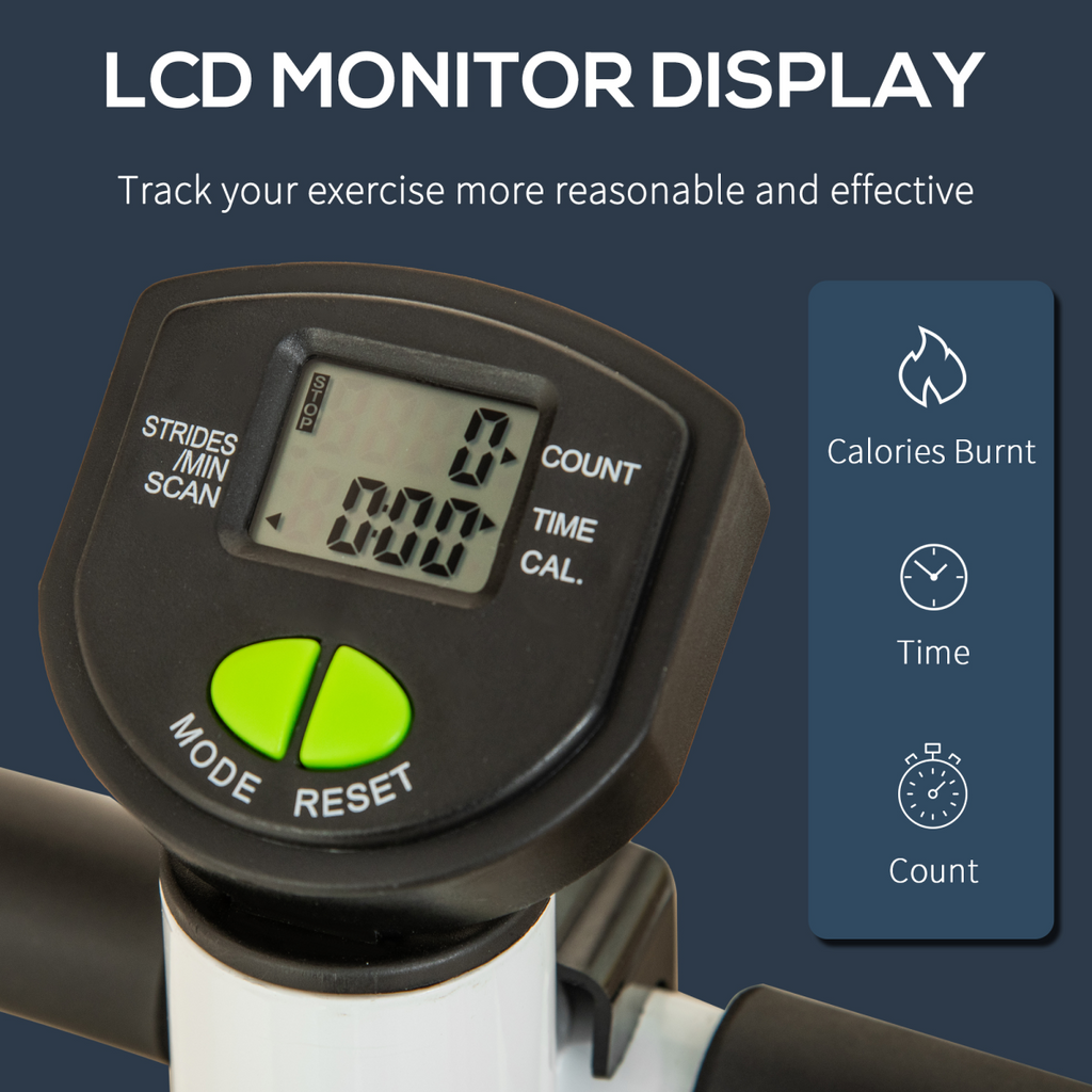 Adjustable Stepper Aerobic Ab Exercise Machine LCD Screen Handle, White HOMCOM