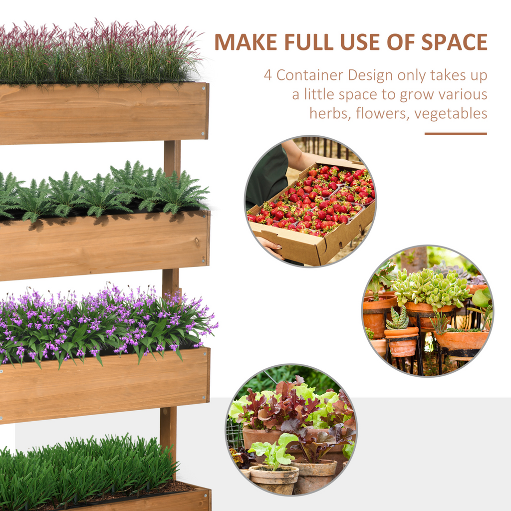 Outsunny Raised Garden Bed Wooden Plant Stand Orange