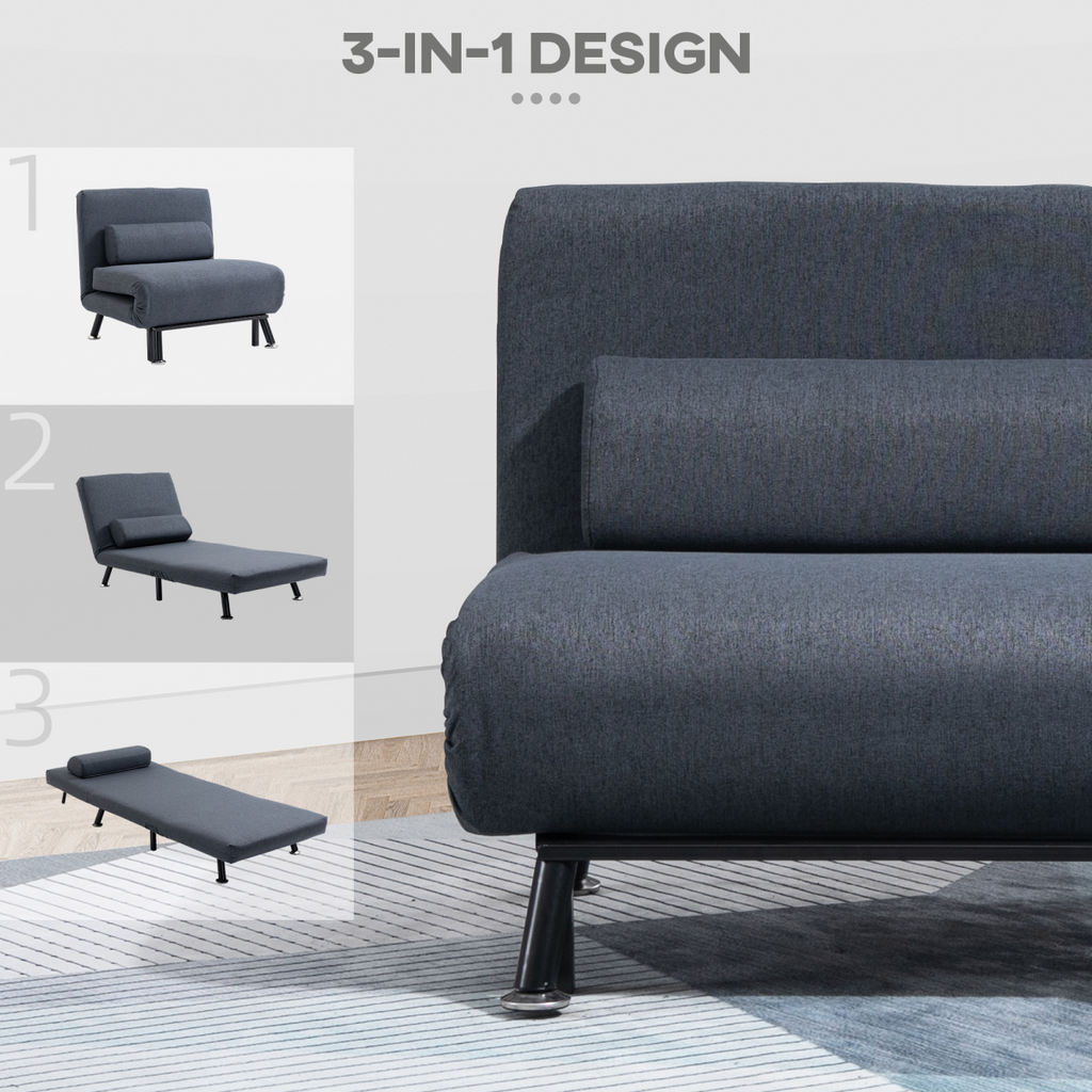 Faux Suede 5-Position Futon Single Sofa Bed Black