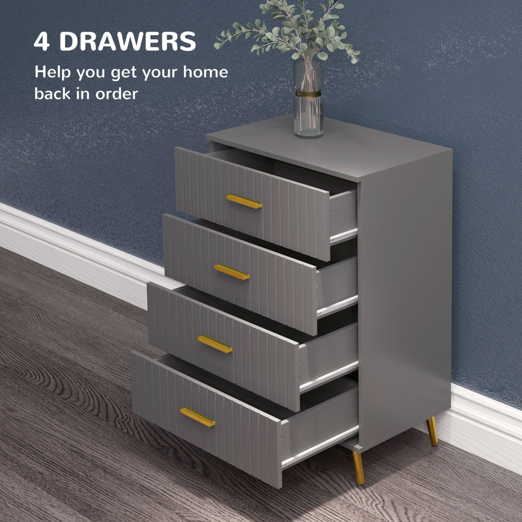 HOMCOM Bedroom Chest of Drawers, 4-Drawer Dresser with Aluminium Legs