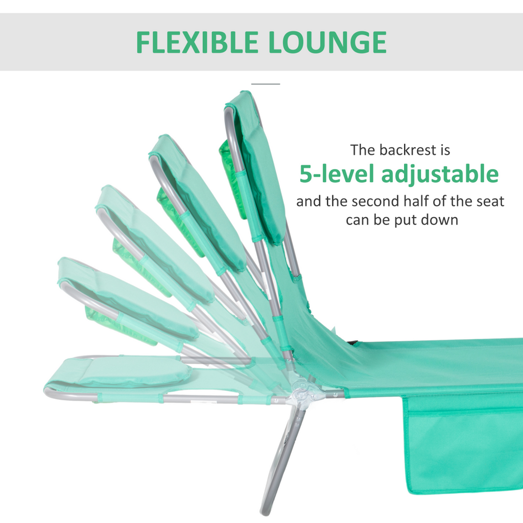 Reclining Lounge Chair Face Cavity  with Pillow Green