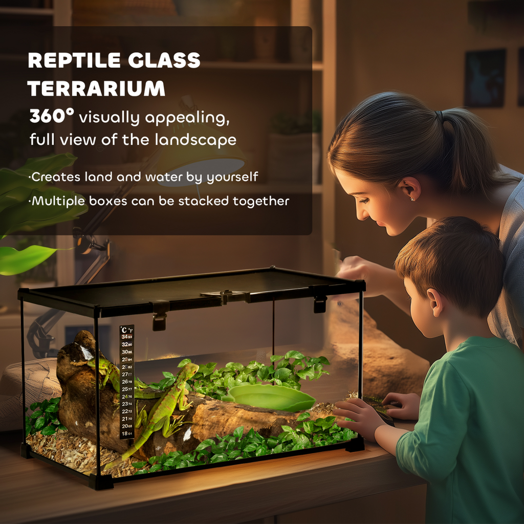 Glass Reptile Terrarium Habitats for Lizards, Frogs, Snake PawHut