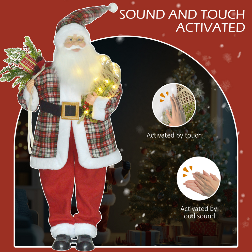 HOMCOM 133cm Animated Santa Claus with Sound Activated Festive Music for Party