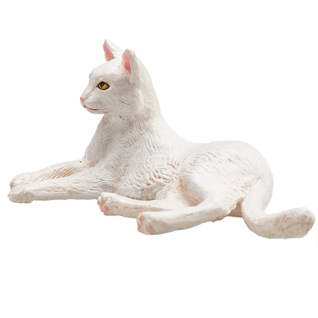 Cat Lying White Toy  Realistic Pet Figurine