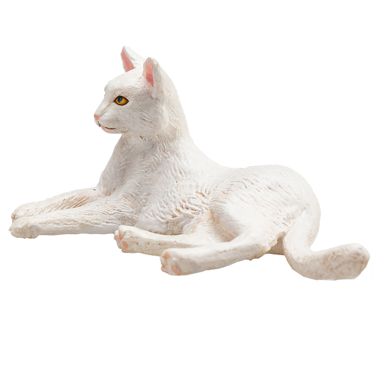 Cat Lying White Toy  Realistic Pet Figurine