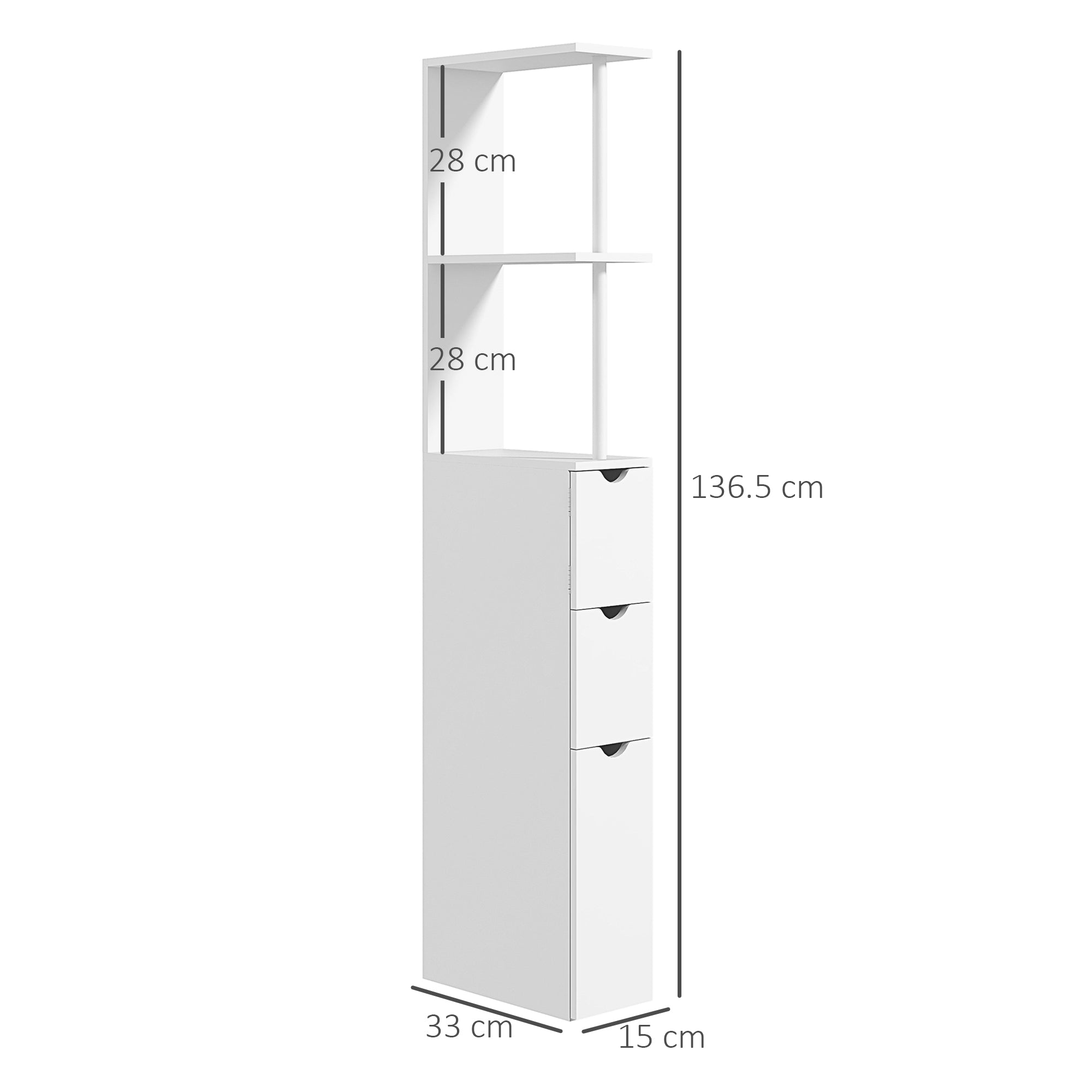 HOMCOM Tall Bathroom Cabinet, Bathroom Storage Cabinet W/ Shelf, Drawers White