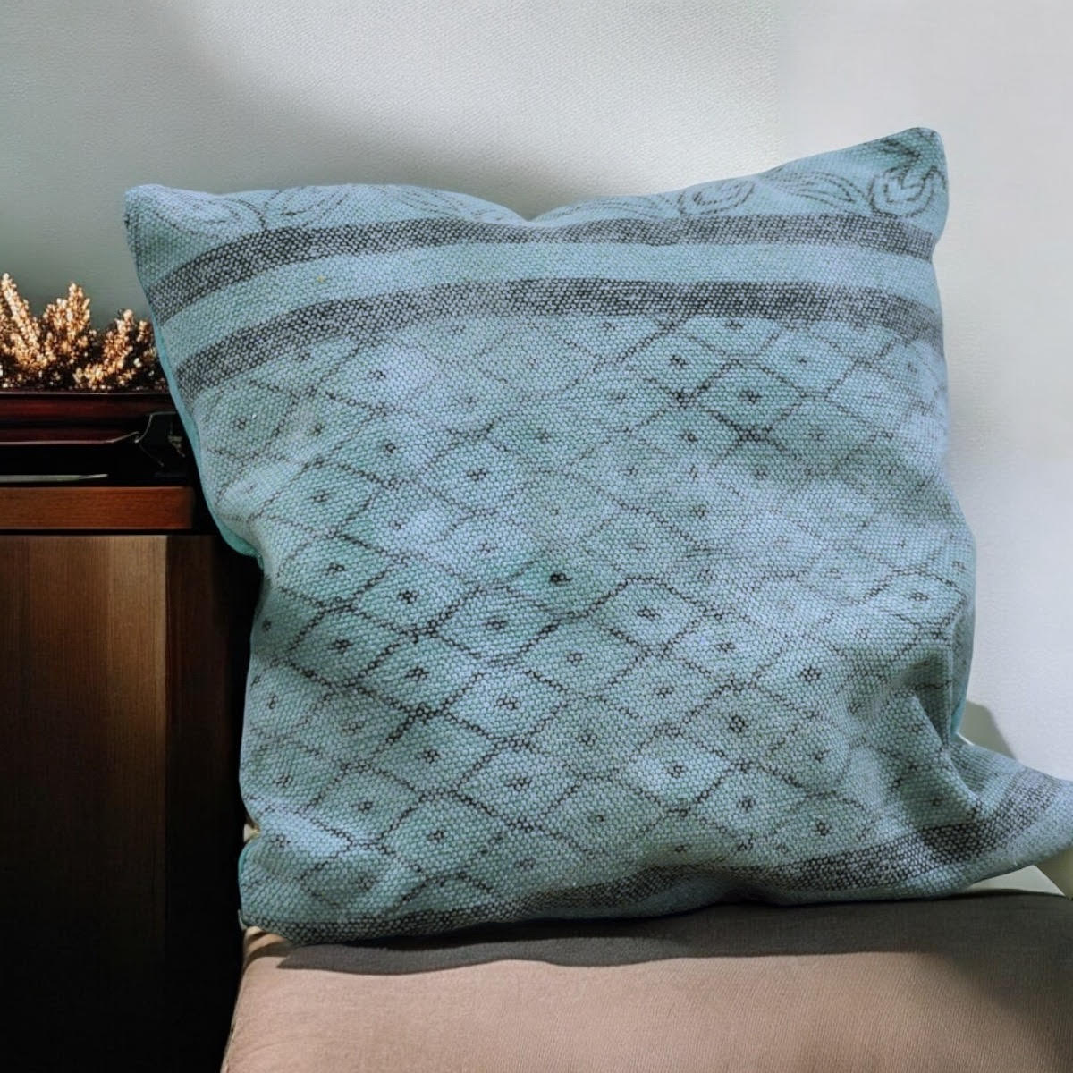 Luxury Stone Washed Green Cushion Cover, 50 x 50 cm – Elegant Home Décor Cushion
