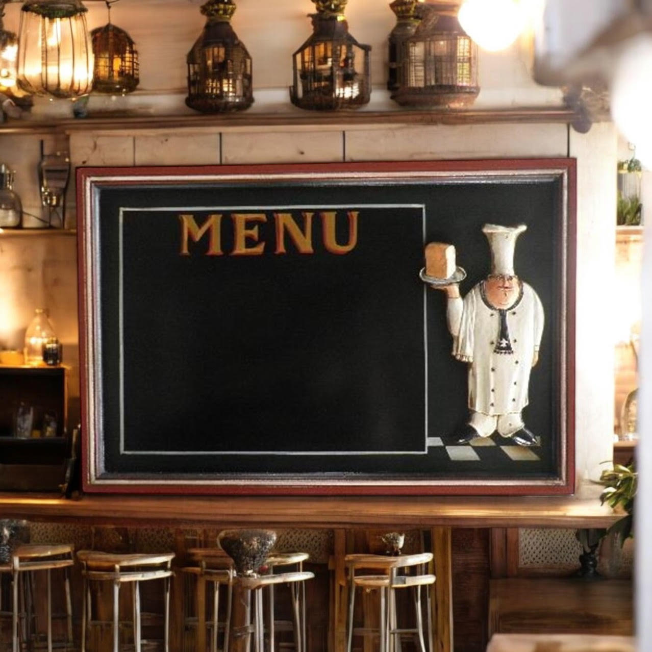 Wall-Mounted Chef Chalk Board Memo Menu