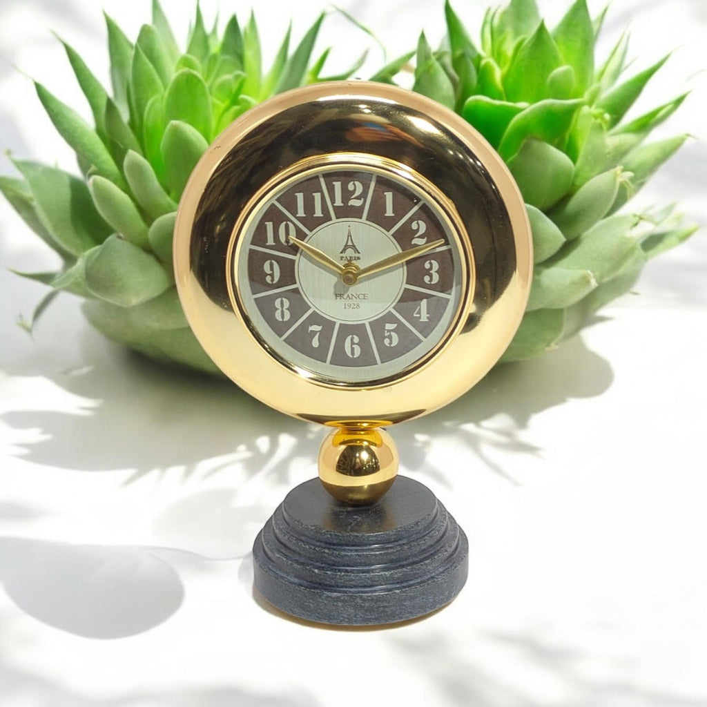Gold Black Mantel Clock – Elegant Silent Sweep Tabletop Timepiece (25 CM Mantel Clock)