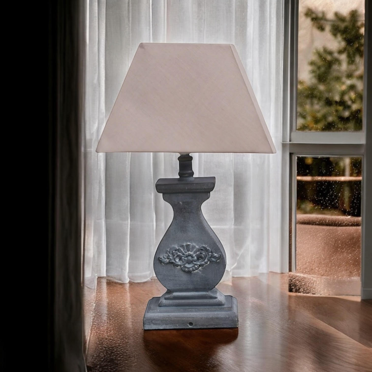 Modern Tall Wooden Washed Table Lamp