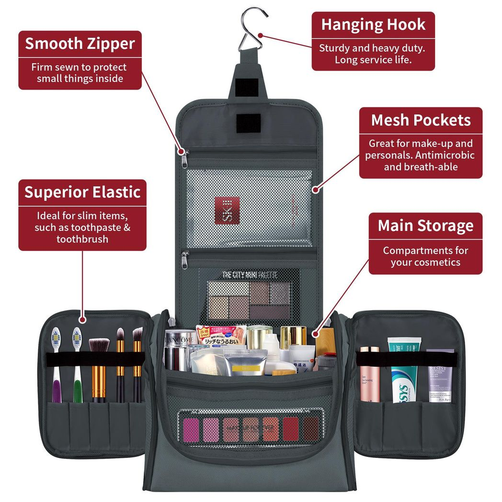 Vinsani Toiletry Bag D.Grey