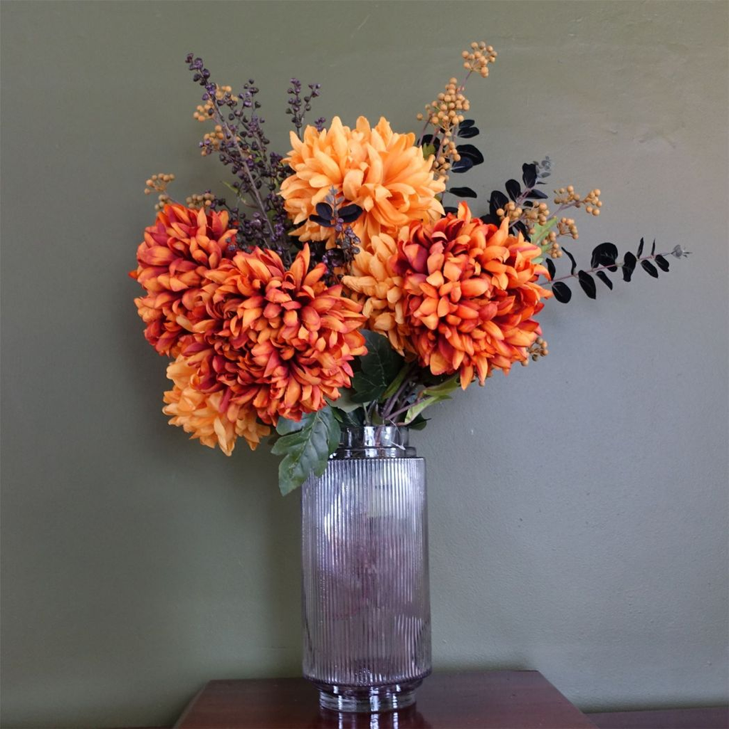 31cm Clear Ridged Glass Vase
