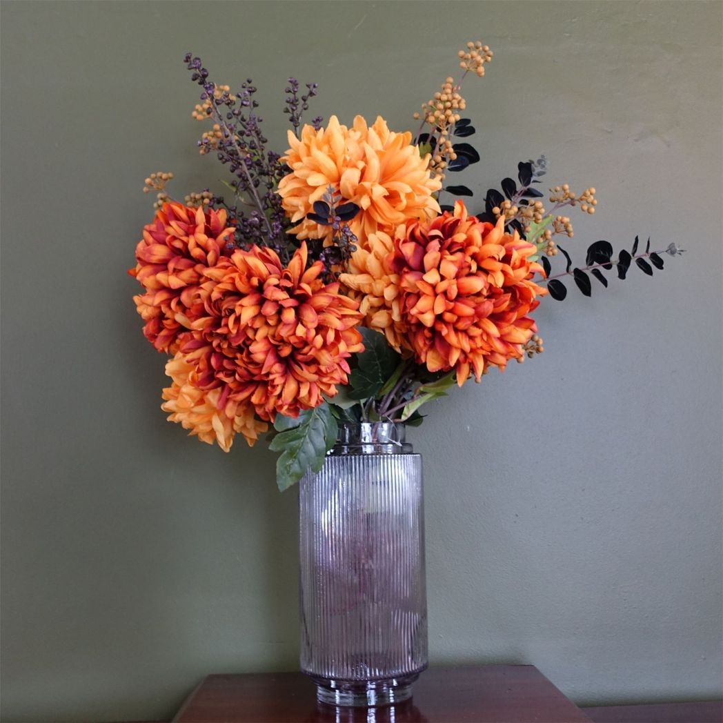 31cm Clear Ridged Glass Vase