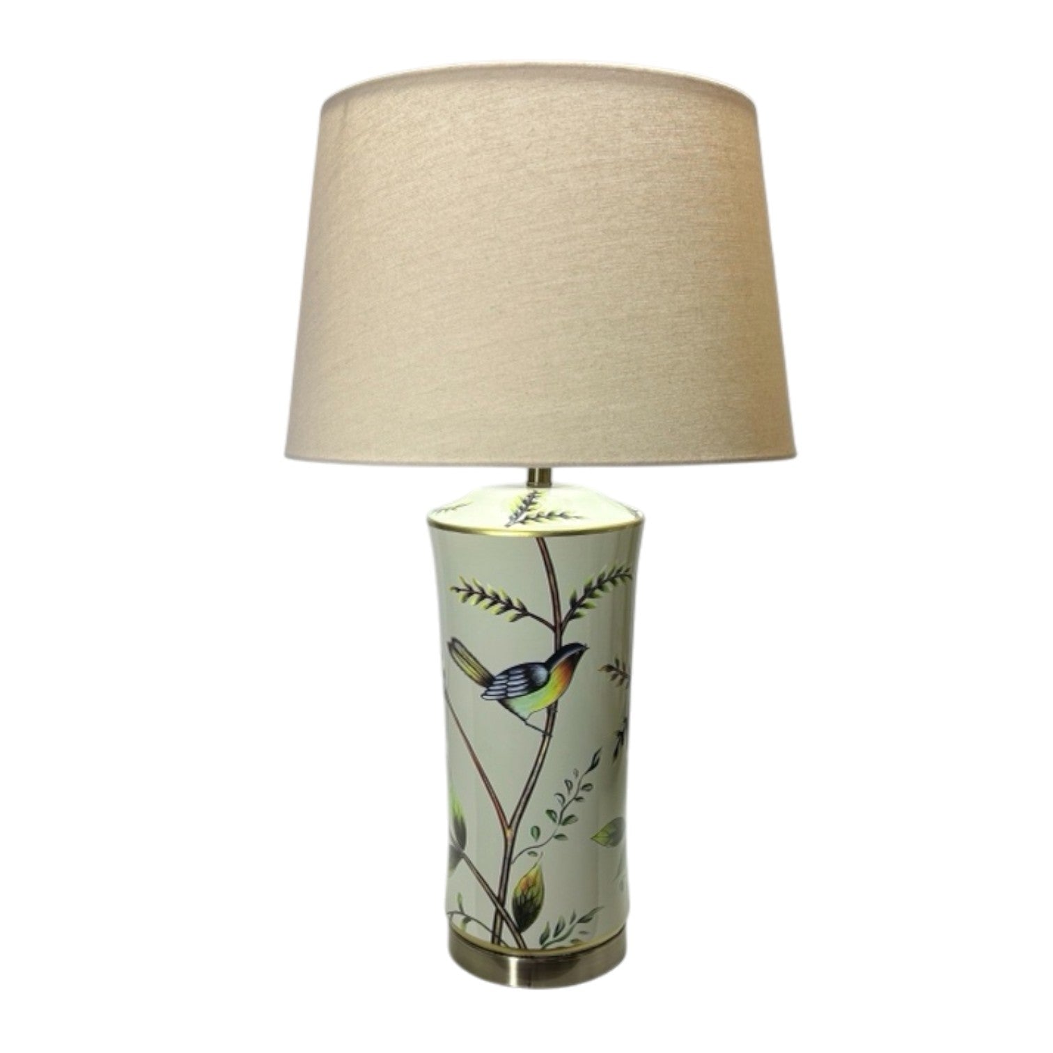 AcaciaHome Modern 51cm Floral Ceramic Table Lamp with White Drum Shade
