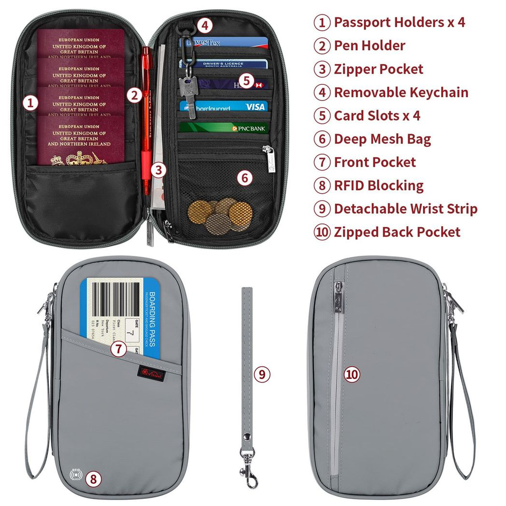 Vinsani Deluxe Passport Org L Grey