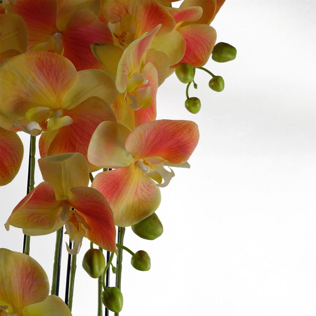 110cm Large Yellow Peach Orchid Plant Artifcial 41 REAL TOUCH flowers
