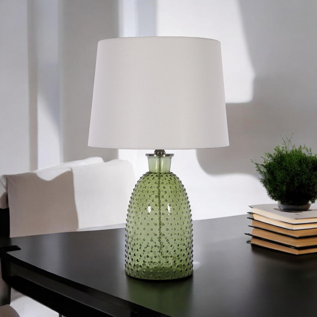 AcaciaHome Cream Ceramic Table Lamp with Drum Shade (Leaf Vase - 63cm Shade)