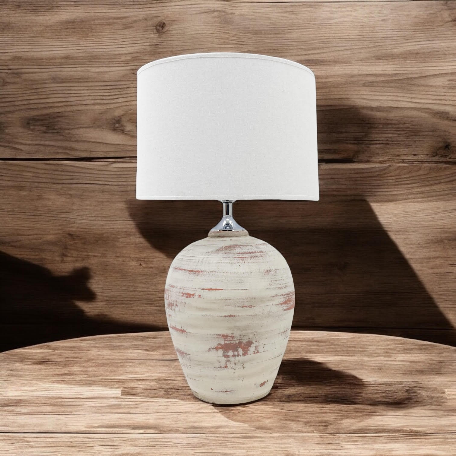 AcaciaHome Elegant Ceramic Table Lamp with Fabric Drum Shade (61cm Cream Lamp)