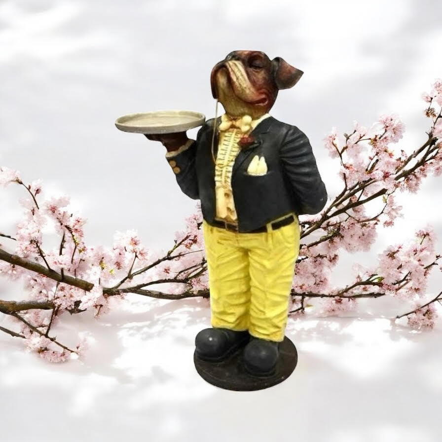 AcaciaHome Elegant Resin Bulldog Butler Statue
