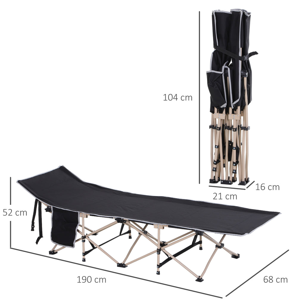 Single Portable Outdoor Military Sleeping Bed Camping Cot Black Outsunny