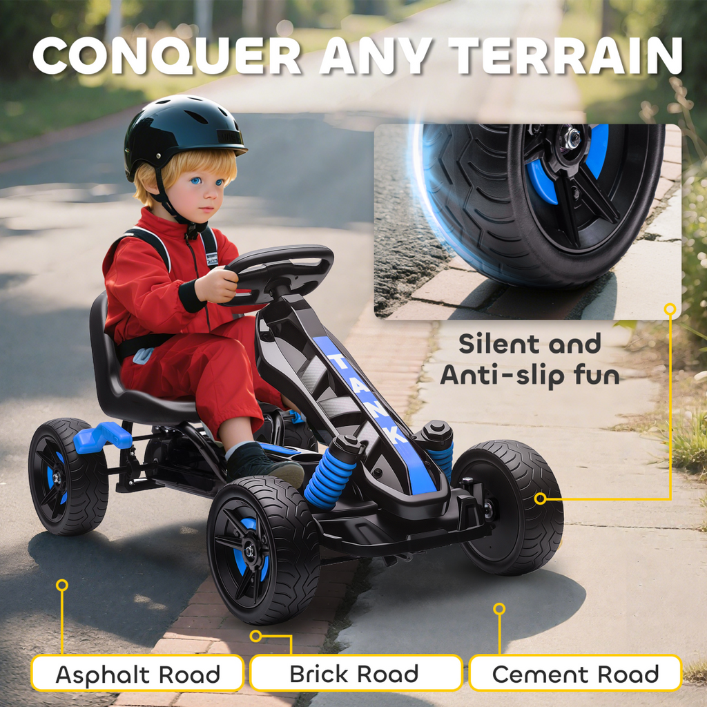 Blue Kids' Pedal Go-Kart with EVA Wheels – Ages 3–6