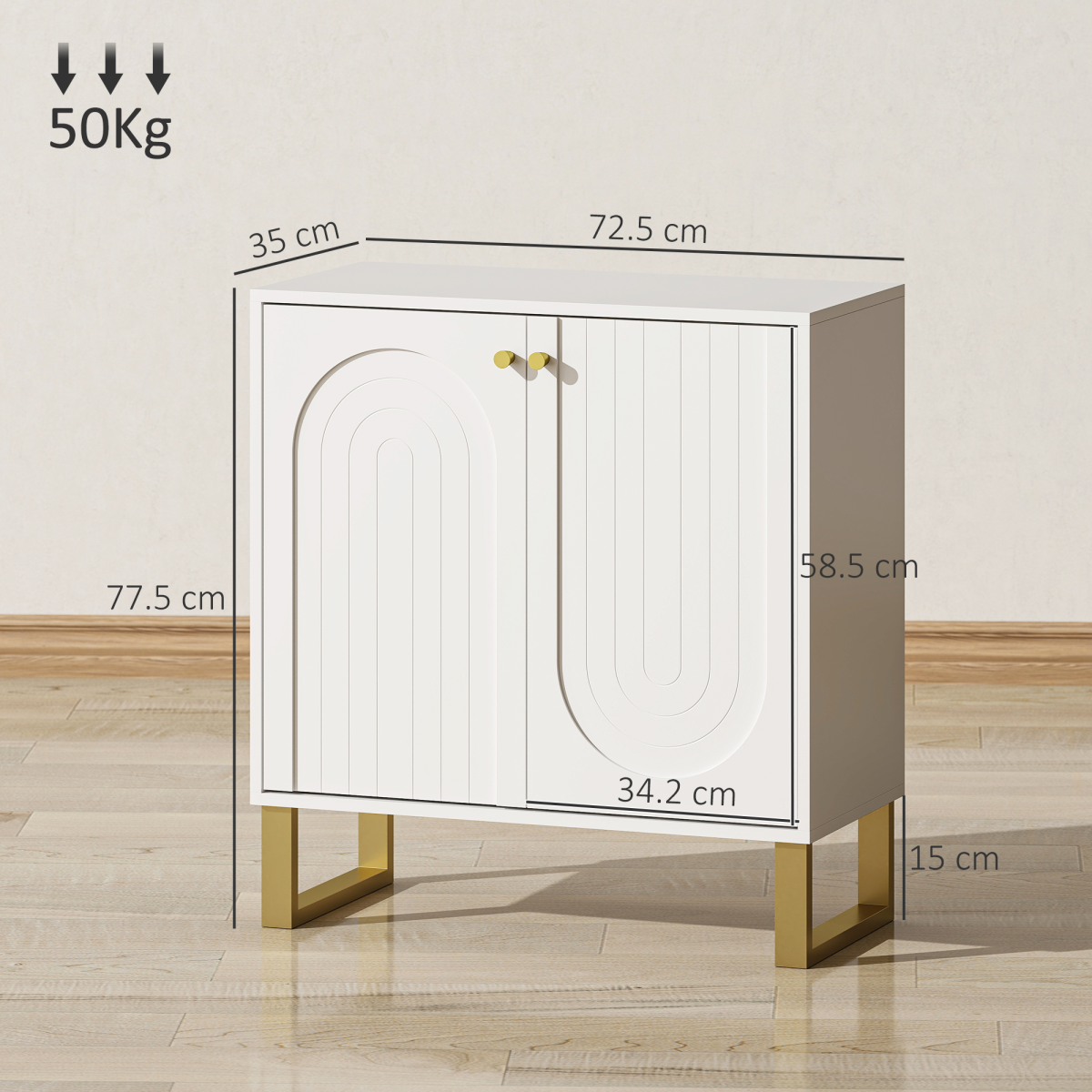 HOMCOM Sideboard with Adjustable Shelves & Doors for Living Room, White