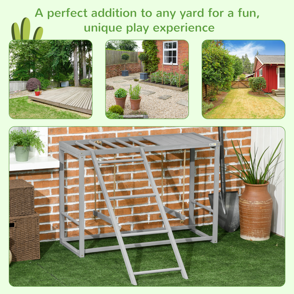 PawHut Chicken Activity Play Chicken Coop with Swing Set for 3-4 Birds, Grey