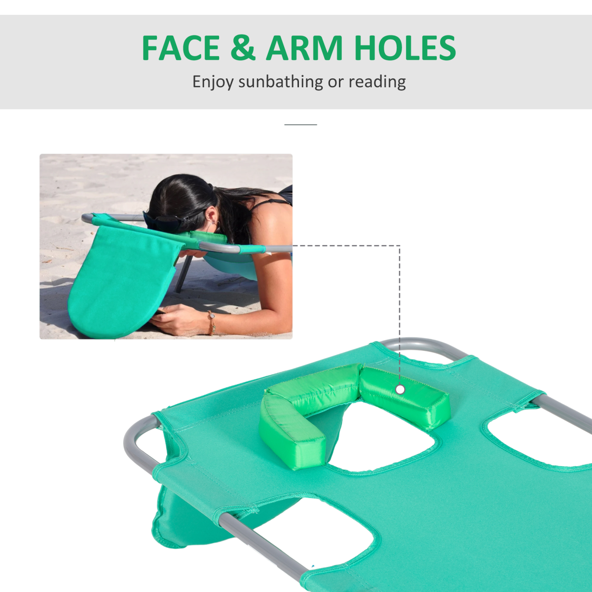 Reclining Lounge Chair Face Cavity  with Pillow Green