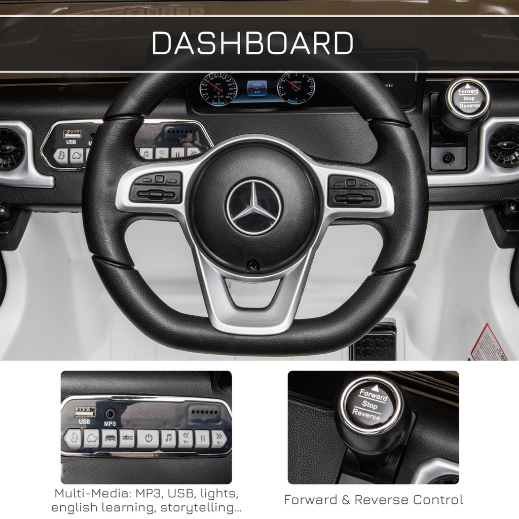 Mercedes Benz G500 12V Kids Electric Ride On Car Remote Control White HOMCOM
