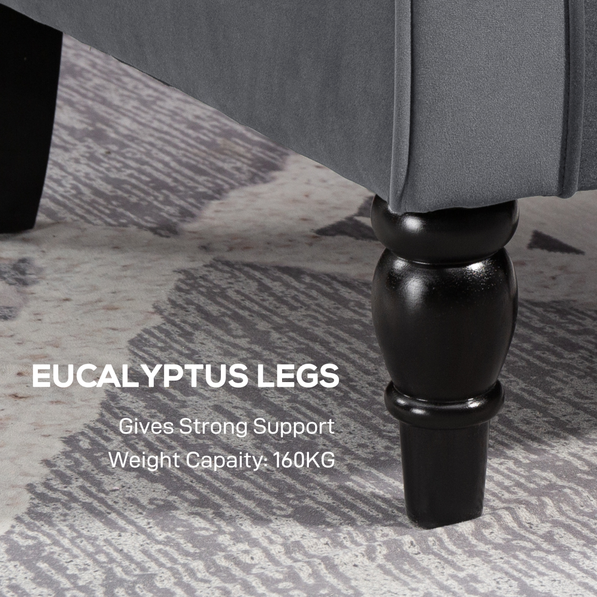 Grey Tufted Velvet High-Back Armchair