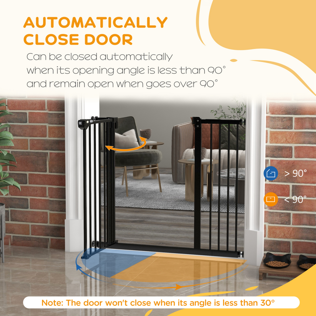 PawHut Adjustable Safety Gate with 1 Extensions and Four Adjustable Screws, Black