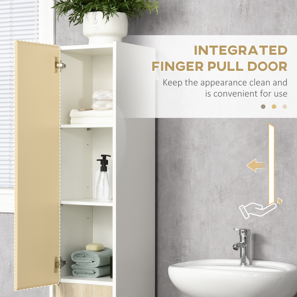 Tall Bathroom Cabinet Modern Freestanding Tallboy w/ Adjustable Shelves White