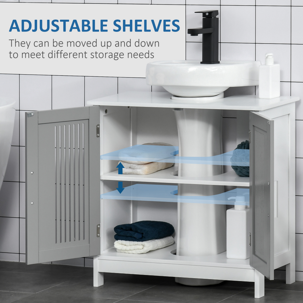 Modern Under Sink Cabinet with 2 Doors, Bathroom Vanity Unit, White
