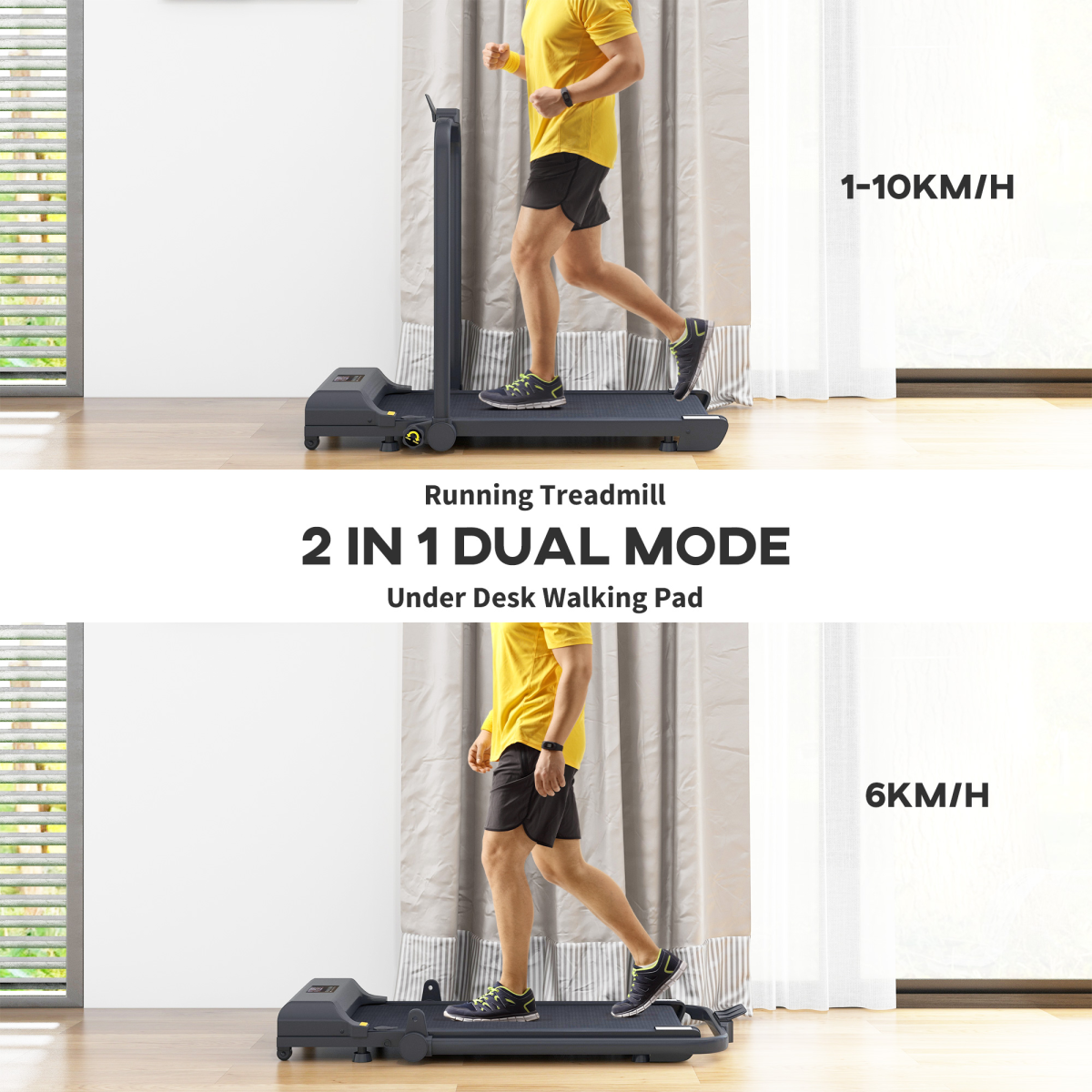 HOMCOM 2.5HP Folding Treadmill Walking Pad with Remote Control, 1-10KM/H