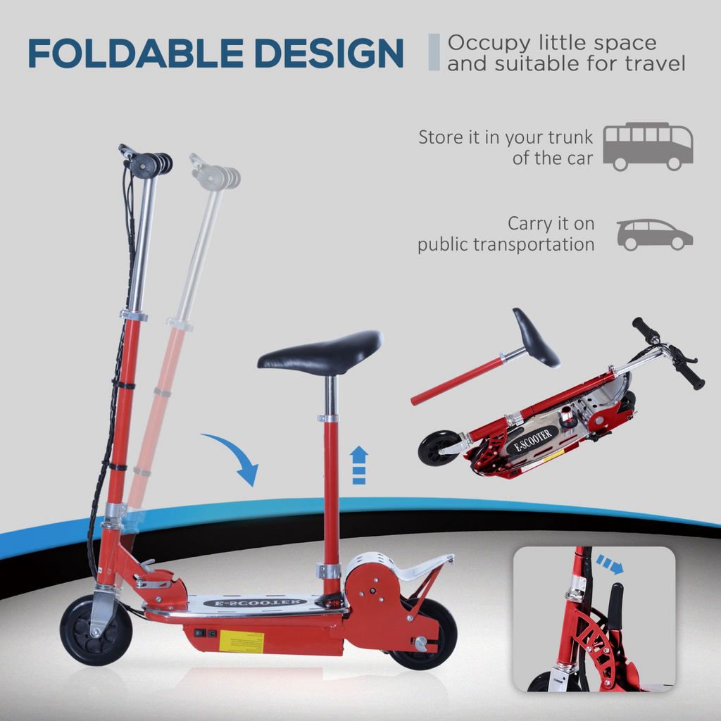 Teen Foldable Electric Scooter Battery 12V 120W with Brake Kickstand HOMCOM