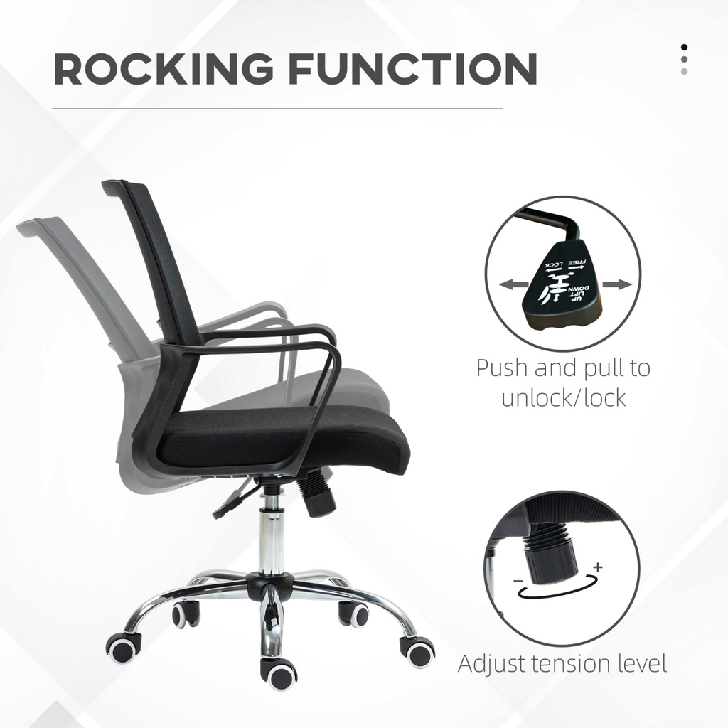 Vinsetto Mesh Office Chair Desk Chair with Swivel Seat Adjustable Height Black
