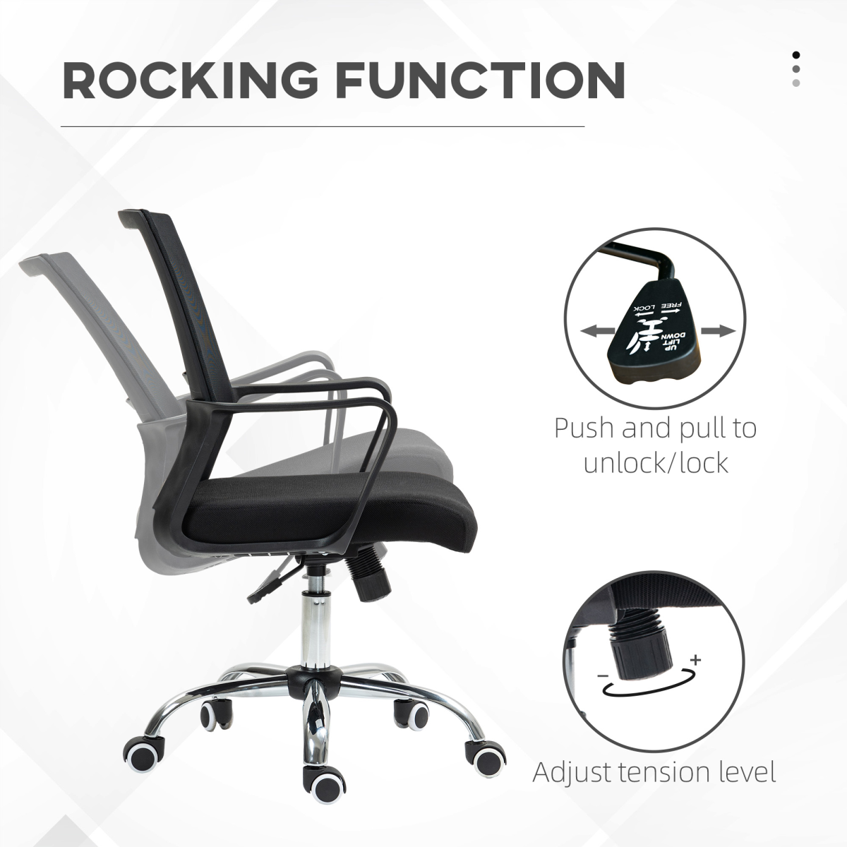 Vinsetto Mesh Office Chair Desk Chair with Swivel Seat Adjustable Height Black