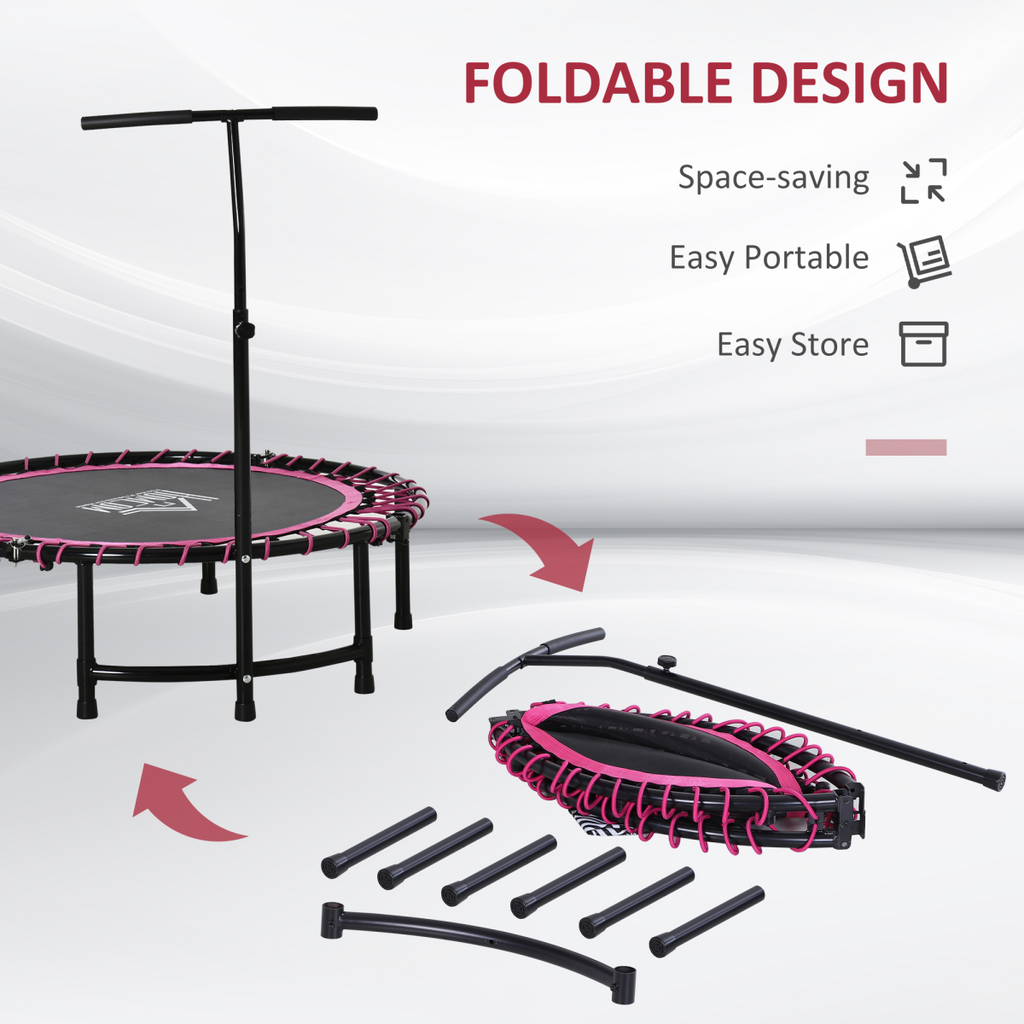 Trampoline Outdoor Bouncer Jumper Adjustable Handle Adult Kid Pink HOMCOM