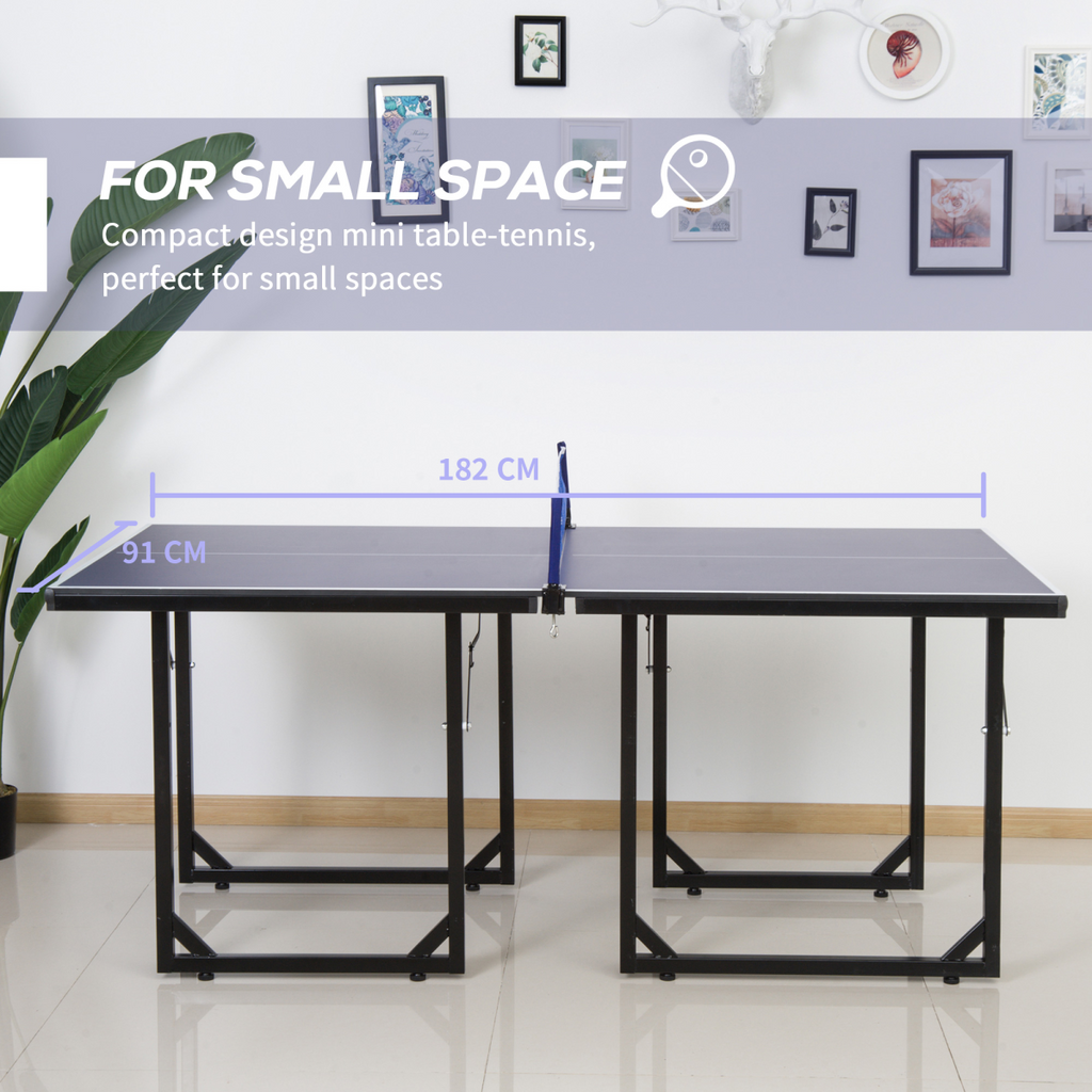 Tennis Table Ping Pong Foldable with Net Game Steel 183cm Indoor, Blue HOMCOM