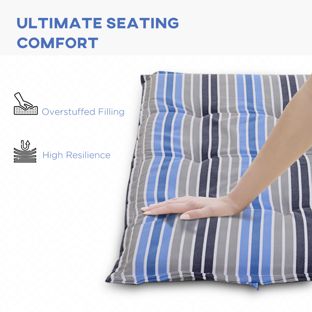 2 PCS Patio Bench Swing Chairs Garden Chairs Double Seat Cushion Mat Strips Blue